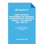 Carta notarial resolución de contrato por aplicación de art 1429 del código civil (plazo de 15 días)